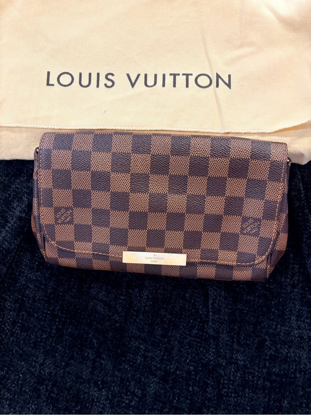 Louis Vuitton Damier Canvas Checkered Brown Clutch